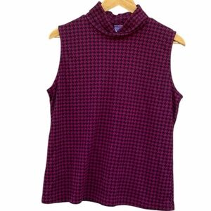 Weekenders Magenta & Black Houndstooth Sleeveless Top size appox large/XL